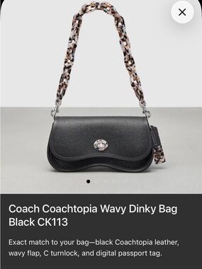 Coach Coachtopia Wavy Dinky Bag - Black with Patterned Strap